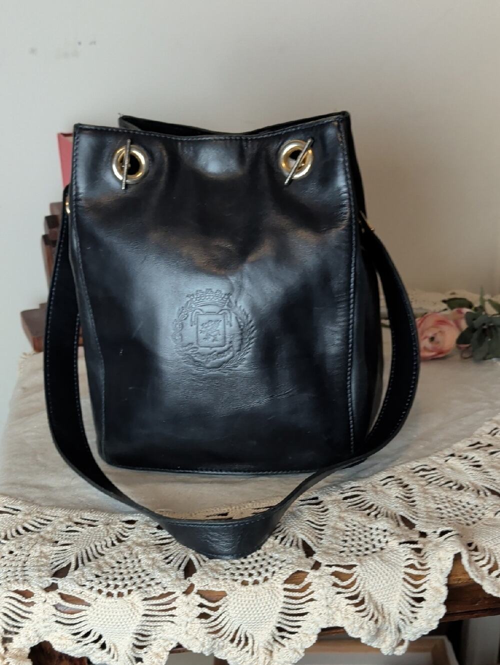 Vintage Antonio Parriego Leather Shoulder Bag Heritage Minimalist Equestrian